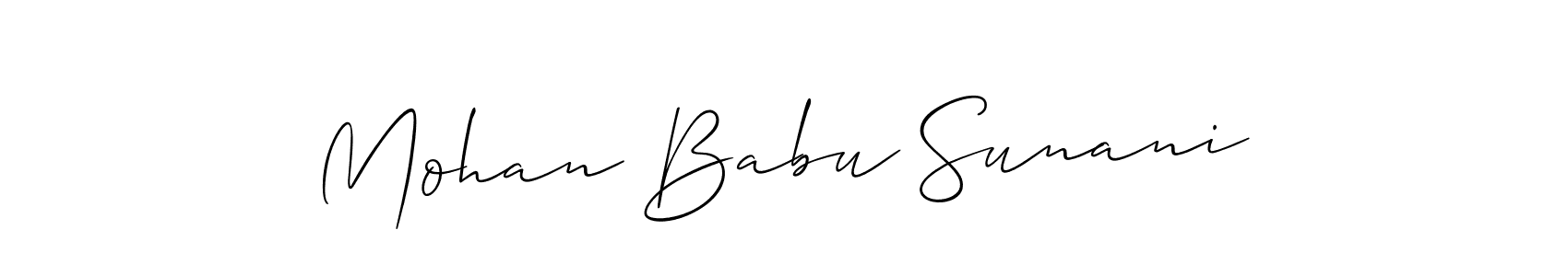 You should practise on your own different ways (Allison_Script) to write your name (Mohan Babu Sunani) in signature. don't let someone else do it for you. Mohan Babu Sunani signature style 2 images and pictures png