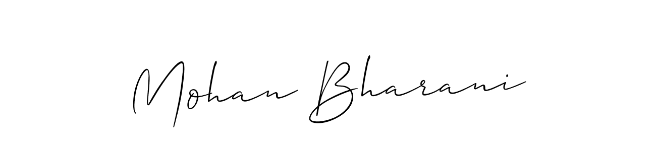 How to make Mohan Bharani signature? Allison_Script is a professional autograph style. Create handwritten signature for Mohan Bharani name. Mohan Bharani signature style 2 images and pictures png