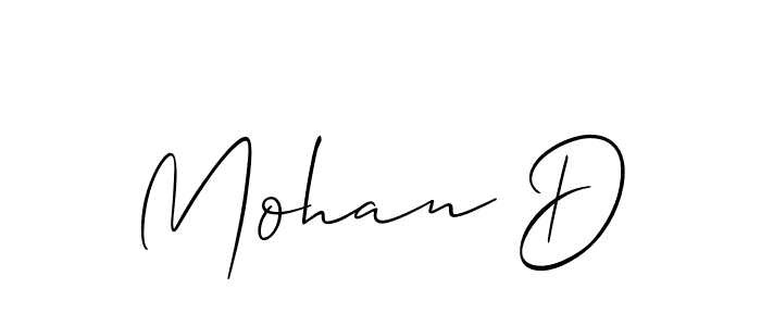 The best way (Allison_Script) to make a short signature is to pick only two or three words in your name. The name Mohan D include a total of six letters. For converting this name. Mohan D signature style 2 images and pictures png