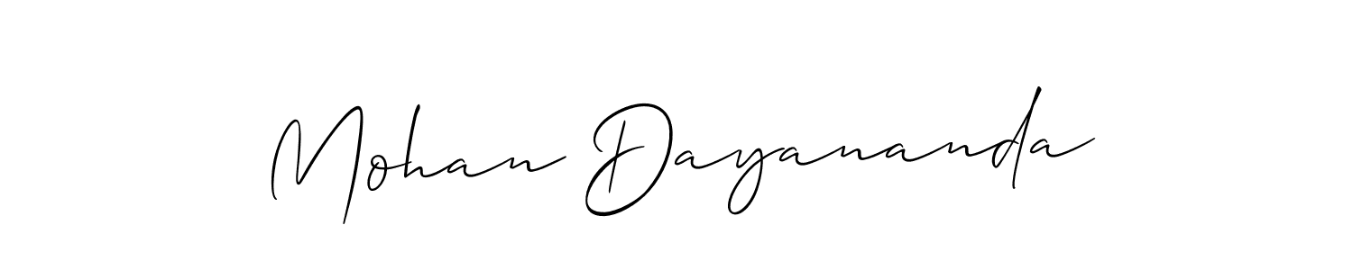 The best way (Allison_Script) to make a short signature is to pick only two or three words in your name. The name Mohan Dayananda include a total of six letters. For converting this name. Mohan Dayananda signature style 2 images and pictures png