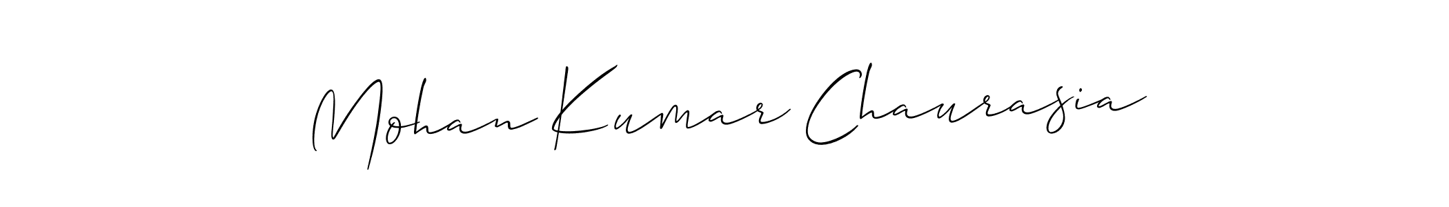 Allison_Script is a professional signature style that is perfect for those who want to add a touch of class to their signature. It is also a great choice for those who want to make their signature more unique. Get Mohan Kumar Chaurasia name to fancy signature for free. Mohan Kumar Chaurasia signature style 2 images and pictures png