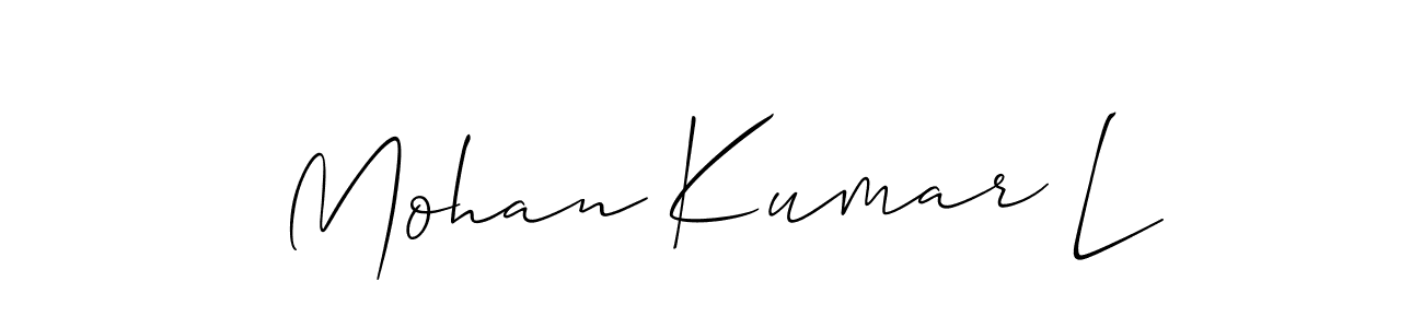 Design your own signature with our free online signature maker. With this signature software, you can create a handwritten (Allison_Script) signature for name Mohan Kumar L. Mohan Kumar L signature style 2 images and pictures png