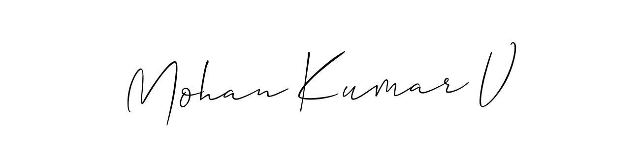 Make a short Mohan Kumar V signature style. Manage your documents anywhere anytime using Allison_Script. Create and add eSignatures, submit forms, share and send files easily. Mohan Kumar V signature style 2 images and pictures png