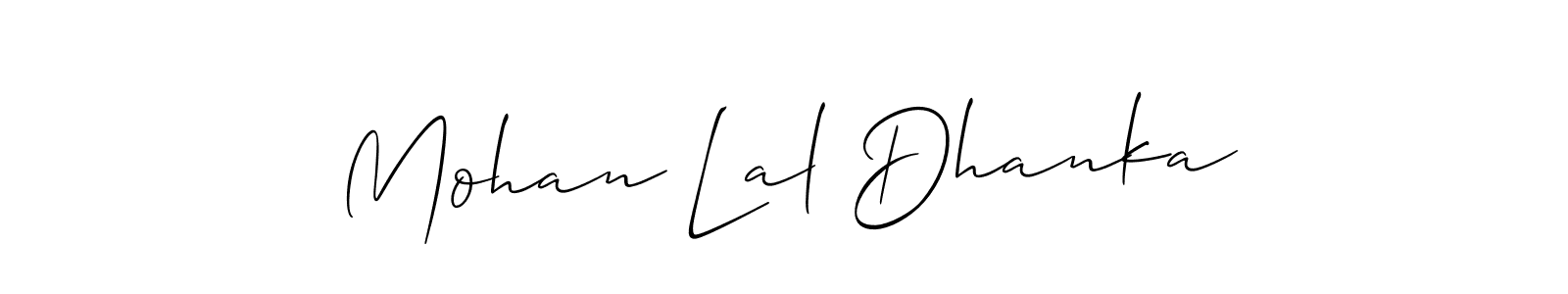 It looks lik you need a new signature style for name Mohan Lal Dhanka. Design unique handwritten (Allison_Script) signature with our free signature maker in just a few clicks. Mohan Lal Dhanka signature style 2 images and pictures png
