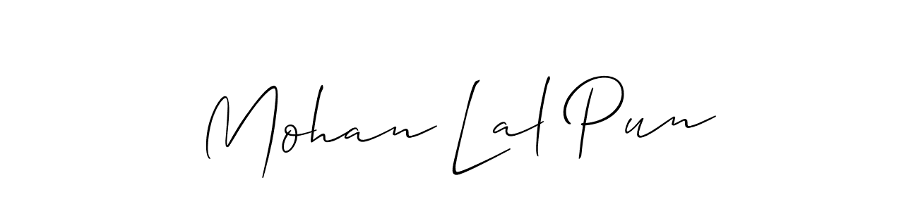 Make a short Mohan Lal Pun signature style. Manage your documents anywhere anytime using Allison_Script. Create and add eSignatures, submit forms, share and send files easily. Mohan Lal Pun signature style 2 images and pictures png