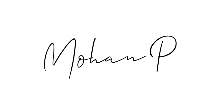The best way (Allison_Script) to make a short signature is to pick only two or three words in your name. The name Mohan P include a total of six letters. For converting this name. Mohan P signature style 2 images and pictures png