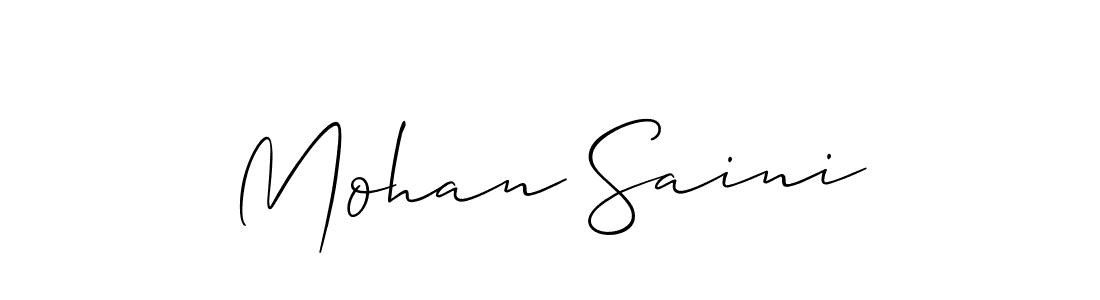 The best way (Allison_Script) to make a short signature is to pick only two or three words in your name. The name Mohan Saini include a total of six letters. For converting this name. Mohan Saini signature style 2 images and pictures png