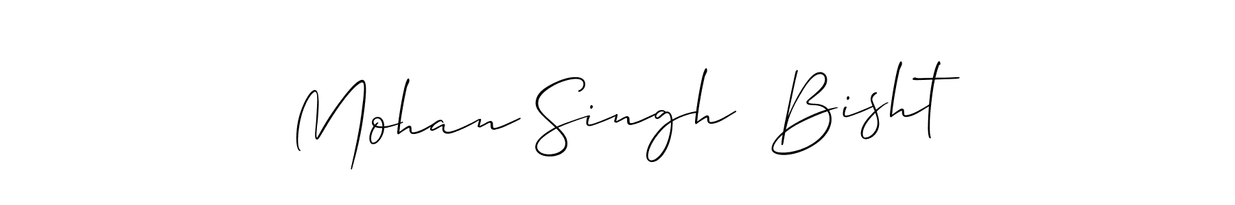 The best way (Allison_Script) to make a short signature is to pick only two or three words in your name. The name Mohan Singh  Bisht include a total of six letters. For converting this name. Mohan Singh  Bisht signature style 2 images and pictures png