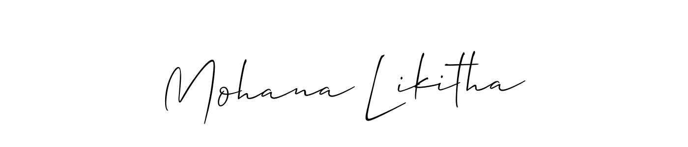 How to make Mohana Likitha name signature. Use Allison_Script style for creating short signs online. This is the latest handwritten sign. Mohana Likitha signature style 2 images and pictures png