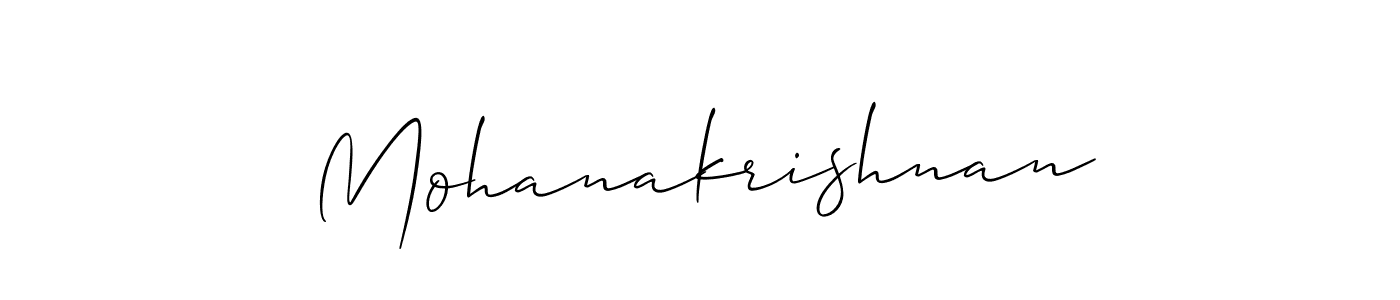 if you are searching for the best signature style for your name Mohanakrishnan. so please give up your signature search. here we have designed multiple signature styles  using Allison_Script. Mohanakrishnan signature style 2 images and pictures png