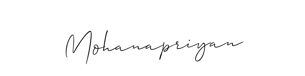 Also we have Mohanapriyan name is the best signature style. Create professional handwritten signature collection using Allison_Script autograph style. Mohanapriyan signature style 2 images and pictures png