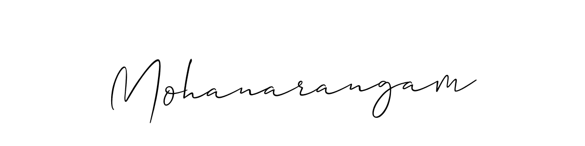 Use a signature maker to create a handwritten signature online. With this signature software, you can design (Allison_Script) your own signature for name Mohanarangam. Mohanarangam signature style 2 images and pictures png