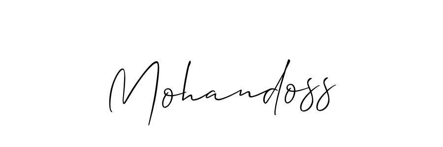 Make a beautiful signature design for name Mohandoss. With this signature (Allison_Script) style, you can create a handwritten signature for free. Mohandoss signature style 2 images and pictures png