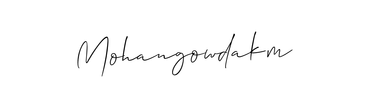 Allison_Script is a professional signature style that is perfect for those who want to add a touch of class to their signature. It is also a great choice for those who want to make their signature more unique. Get Mohangowdakm name to fancy signature for free. Mohangowdakm signature style 2 images and pictures png