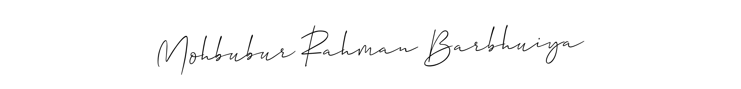 Similarly Allison_Script is the best handwritten signature design. Signature creator online .You can use it as an online autograph creator for name Mohbubur Rahman Barbhuiya. Mohbubur Rahman Barbhuiya signature style 2 images and pictures png