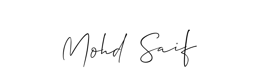 The best way (Allison_Script) to make a short signature is to pick only two or three words in your name. The name Mohd  Saif include a total of six letters. For converting this name. Mohd  Saif signature style 2 images and pictures png