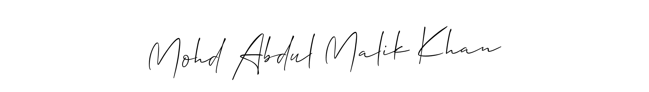 Make a short Mohd Abdul Malik Khan signature style. Manage your documents anywhere anytime using Allison_Script. Create and add eSignatures, submit forms, share and send files easily. Mohd Abdul Malik Khan signature style 2 images and pictures png