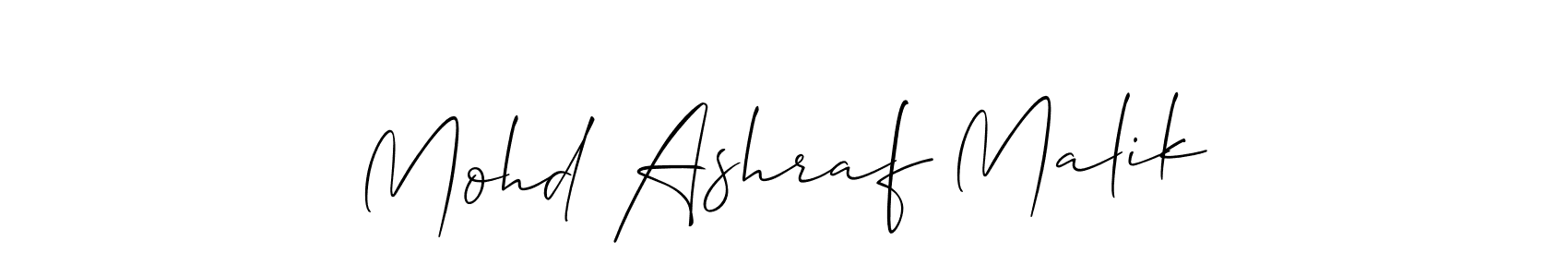 The best way (Allison_Script) to make a short signature is to pick only two or three words in your name. The name Mohd Ashraf Malik include a total of six letters. For converting this name. Mohd Ashraf Malik signature style 2 images and pictures png