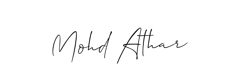 How to make Mohd Athar name signature. Use Allison_Script style for creating short signs online. This is the latest handwritten sign. Mohd Athar signature style 2 images and pictures png