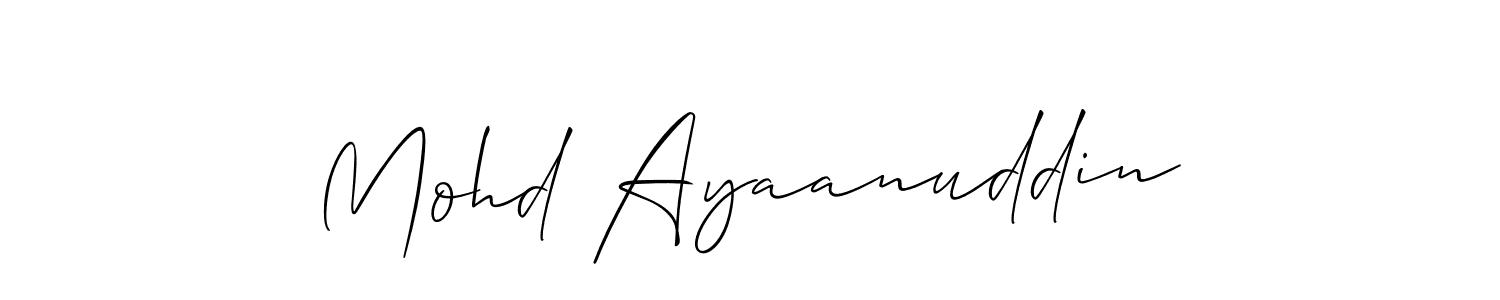 Use a signature maker to create a handwritten signature online. With this signature software, you can design (Allison_Script) your own signature for name Mohd Ayaanuddin. Mohd Ayaanuddin signature style 2 images and pictures png