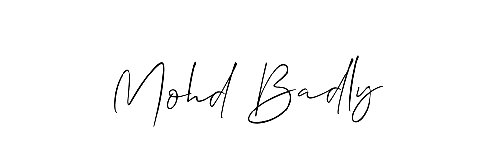 Create a beautiful signature design for name Mohd Badly. With this signature (Allison_Script) fonts, you can make a handwritten signature for free. Mohd Badly signature style 2 images and pictures png