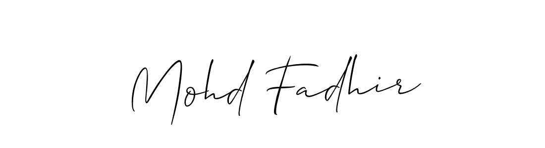 The best way (Allison_Script) to make a short signature is to pick only two or three words in your name. The name Mohd Fadhir include a total of six letters. For converting this name. Mohd Fadhir signature style 2 images and pictures png