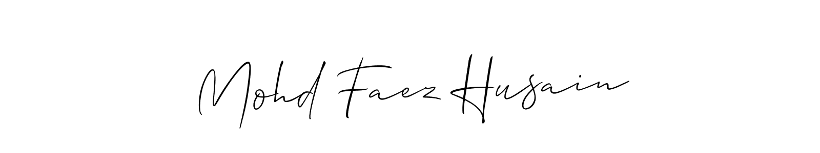 The best way (Allison_Script) to make a short signature is to pick only two or three words in your name. The name Mohd Faez Husain include a total of six letters. For converting this name. Mohd Faez Husain signature style 2 images and pictures png