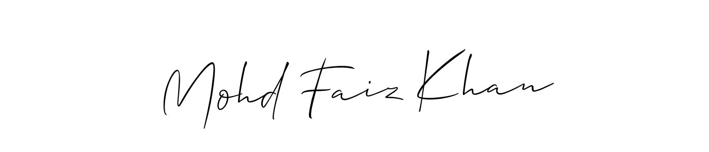 The best way (Allison_Script) to make a short signature is to pick only two or three words in your name. The name Mohd Faiz Khan include a total of six letters. For converting this name. Mohd Faiz Khan signature style 2 images and pictures png