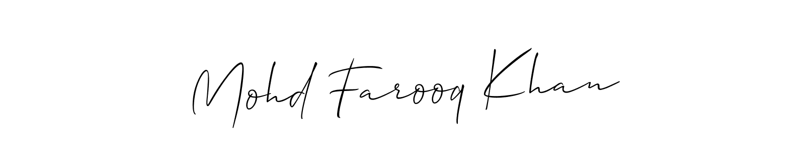 The best way (Allison_Script) to make a short signature is to pick only two or three words in your name. The name Mohd Farooq Khan include a total of six letters. For converting this name. Mohd Farooq Khan signature style 2 images and pictures png