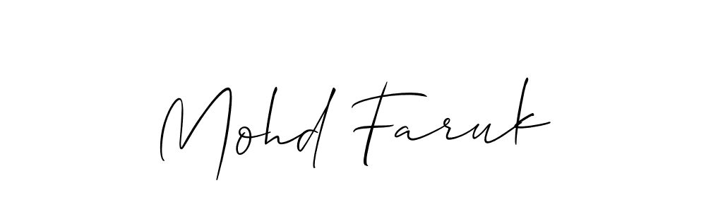 Use a signature maker to create a handwritten signature online. With this signature software, you can design (Allison_Script) your own signature for name Mohd Faruk. Mohd Faruk signature style 2 images and pictures png