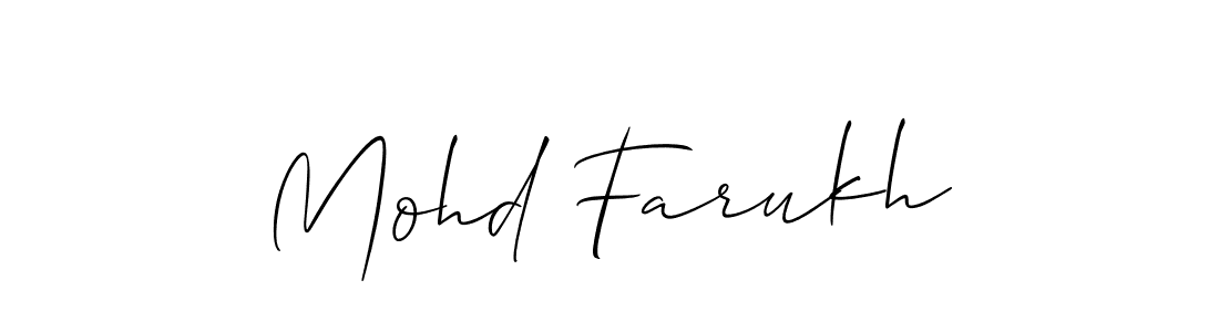 Use a signature maker to create a handwritten signature online. With this signature software, you can design (Allison_Script) your own signature for name Mohd Farukh. Mohd Farukh signature style 2 images and pictures png