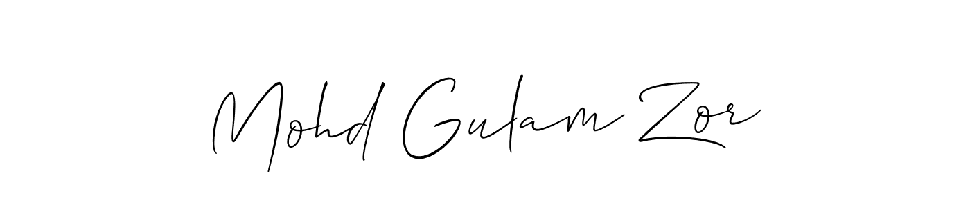 Make a short Mohd Gulam Zor signature style. Manage your documents anywhere anytime using Allison_Script. Create and add eSignatures, submit forms, share and send files easily. Mohd Gulam Zor signature style 2 images and pictures png