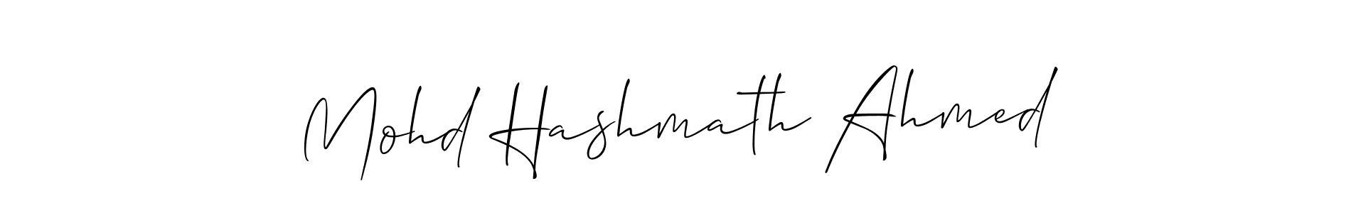 Create a beautiful signature design for name Mohd Hashmath Ahmed. With this signature (Allison_Script) fonts, you can make a handwritten signature for free. Mohd Hashmath Ahmed signature style 2 images and pictures png