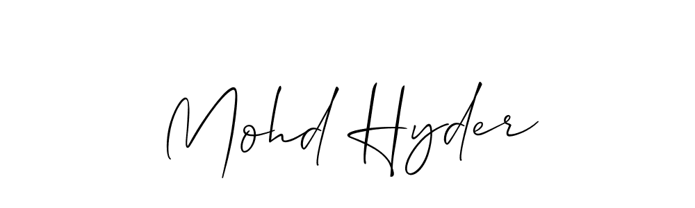 Create a beautiful signature design for name Mohd Hyder. With this signature (Allison_Script) fonts, you can make a handwritten signature for free. Mohd Hyder signature style 2 images and pictures png
