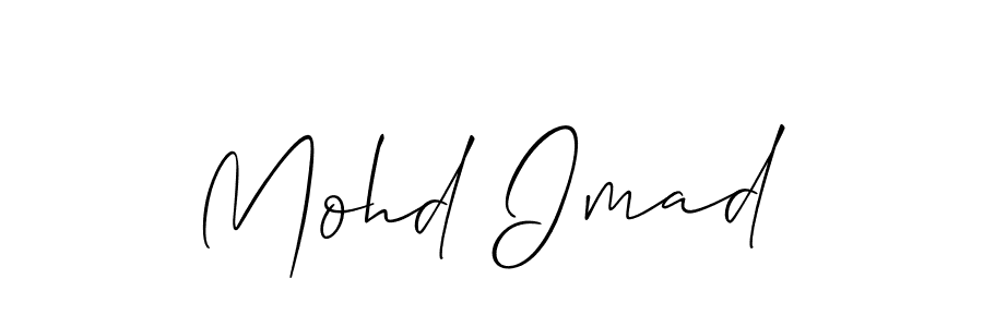 Also You can easily find your signature by using the search form. We will create Mohd Imad name handwritten signature images for you free of cost using Allison_Script sign style. Mohd Imad signature style 2 images and pictures png