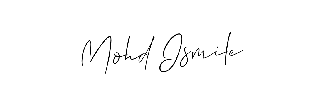 The best way (Allison_Script) to make a short signature is to pick only two or three words in your name. The name Mohd Ismile include a total of six letters. For converting this name. Mohd Ismile signature style 2 images and pictures png