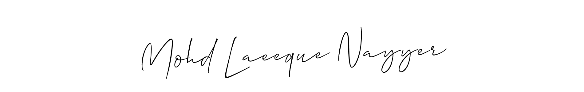 How to make Mohd Laeeque Nayyer name signature. Use Allison_Script style for creating short signs online. This is the latest handwritten sign. Mohd Laeeque Nayyer signature style 2 images and pictures png