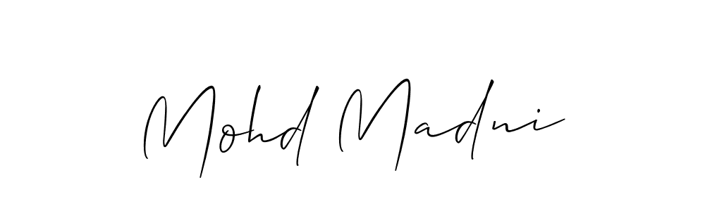 Make a beautiful signature design for name Mohd Madni. With this signature (Allison_Script) style, you can create a handwritten signature for free. Mohd Madni signature style 2 images and pictures png