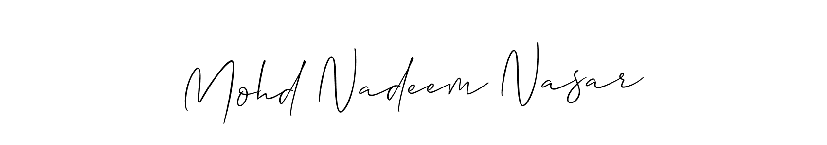 if you are searching for the best signature style for your name Mohd Nadeem Nasar. so please give up your signature search. here we have designed multiple signature styles  using Allison_Script. Mohd Nadeem Nasar signature style 2 images and pictures png