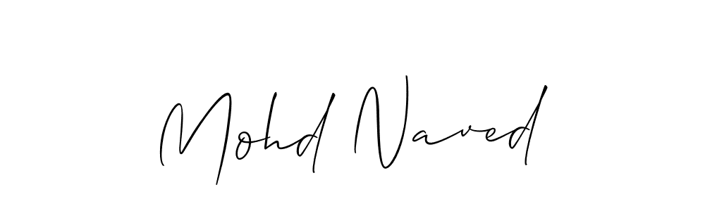 The best way (Allison_Script) to make a short signature is to pick only two or three words in your name. The name Mohd Naved include a total of six letters. For converting this name. Mohd Naved signature style 2 images and pictures png