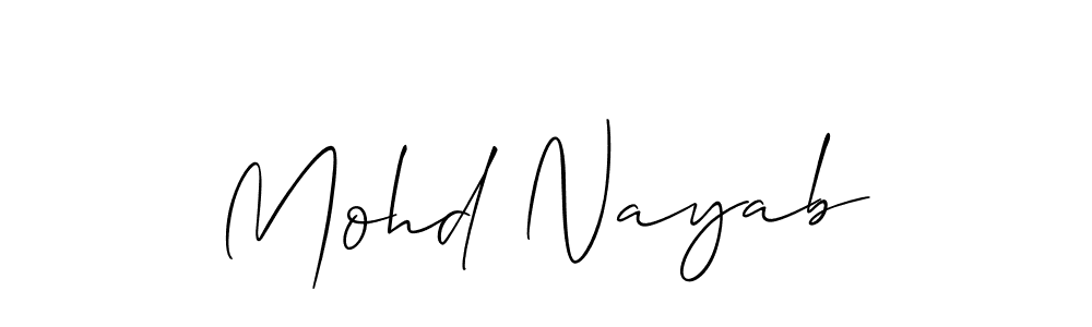 How to make Mohd Nayab name signature. Use Allison_Script style for creating short signs online. This is the latest handwritten sign. Mohd Nayab signature style 2 images and pictures png