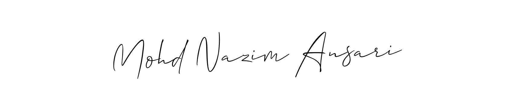 Allison_Script is a professional signature style that is perfect for those who want to add a touch of class to their signature. It is also a great choice for those who want to make their signature more unique. Get Mohd Nazim Ansari name to fancy signature for free. Mohd Nazim Ansari signature style 2 images and pictures png