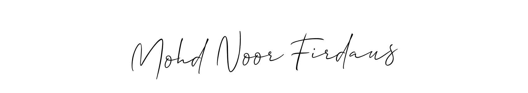 Allison_Script is a professional signature style that is perfect for those who want to add a touch of class to their signature. It is also a great choice for those who want to make their signature more unique. Get Mohd Noor Firdaus name to fancy signature for free. Mohd Noor Firdaus signature style 2 images and pictures png
