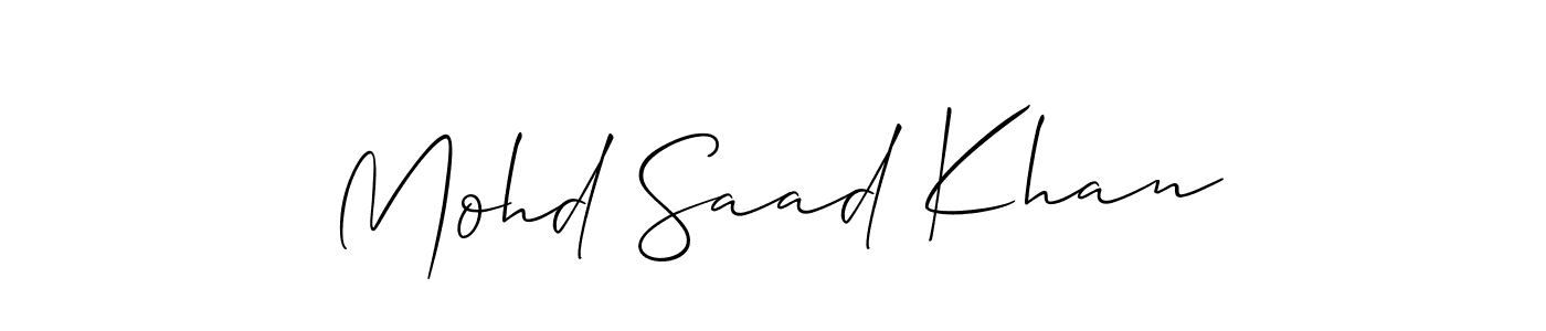 It looks lik you need a new signature style for name Mohd Saad Khan. Design unique handwritten (Allison_Script) signature with our free signature maker in just a few clicks. Mohd Saad Khan signature style 2 images and pictures png