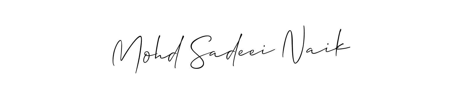 Allison_Script is a professional signature style that is perfect for those who want to add a touch of class to their signature. It is also a great choice for those who want to make their signature more unique. Get Mohd Sadeei Naik name to fancy signature for free. Mohd Sadeei Naik signature style 2 images and pictures png