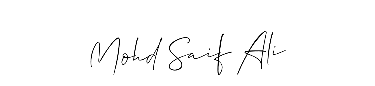 The best way (Allison_Script) to make a short signature is to pick only two or three words in your name. The name Mohd Saif Ali include a total of six letters. For converting this name. Mohd Saif Ali signature style 2 images and pictures png