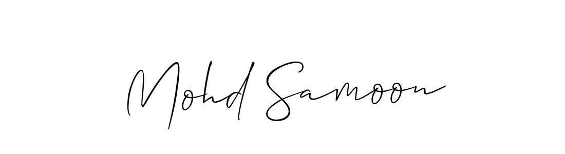 Allison_Script is a professional signature style that is perfect for those who want to add a touch of class to their signature. It is also a great choice for those who want to make their signature more unique. Get Mohd Samoon name to fancy signature for free. Mohd Samoon signature style 2 images and pictures png