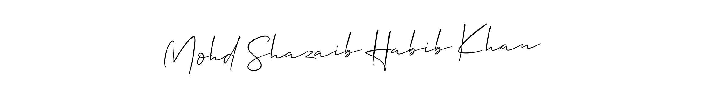 It looks lik you need a new signature style for name Mohd Shazaib Habib Khan. Design unique handwritten (Allison_Script) signature with our free signature maker in just a few clicks. Mohd Shazaib Habib Khan signature style 2 images and pictures png