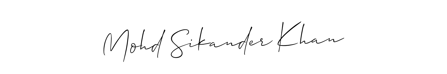 Similarly Allison_Script is the best handwritten signature design. Signature creator online .You can use it as an online autograph creator for name Mohd Sikander Khan. Mohd Sikander Khan signature style 2 images and pictures png