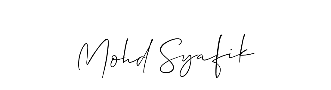 Also we have Mohd Syafik name is the best signature style. Create professional handwritten signature collection using Allison_Script autograph style. Mohd Syafik signature style 2 images and pictures png